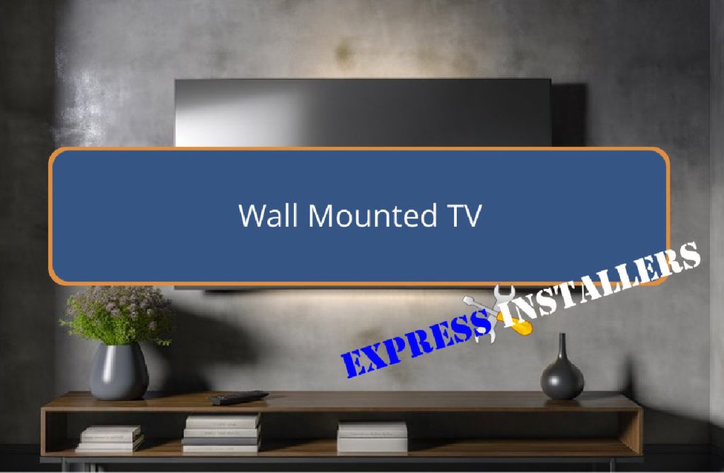 mounted television on wall