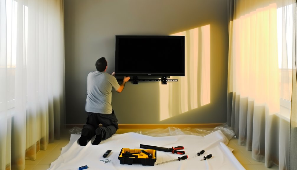 tv wall bracket setup